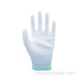 Hespax Anti-static White Polyester Knitted PU Coated Gloves